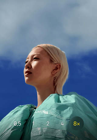 iPhone 17 Pro Kamera uygulaması, 0,5 kat, 1 kat, 2 kat, 4 kat ve 8 kat optik zoom, 8 kat zoom seçilmiş