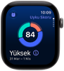 Apple Watch Series 12, alüminyum kasa, uzay grisi renk, uyku skoru halkasının grafiği, sağ dış görünüm, Digital Crown