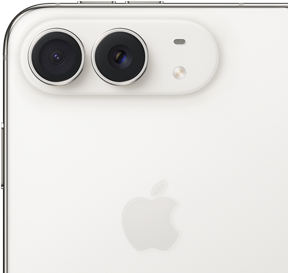 Arka panelde Apple logosu, çift kamera ve flaş bulunuyor
