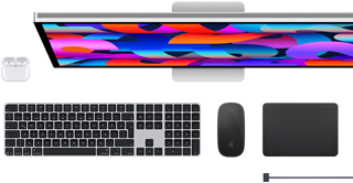 Mac aksesuarları: AirPods, Studio Display, Magic Keyboard, Magic Mouse, Magic Trackpad, MagSafe şarj kablosu