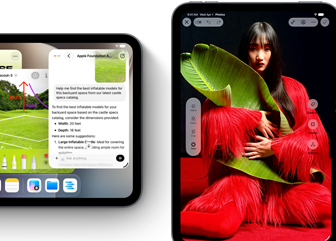 Ekranlarında birden fazla uygulama gösterilen iPad mini aygıtlarının önden görünümü