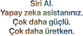 Siri AI. Yapay zeka asistanınız. Çok daha kişisel. Çok daha güçlü.