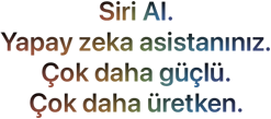 Siri AI. Yapay zeka asistanınız. Çok daha kişisel. Çok daha güçlü.